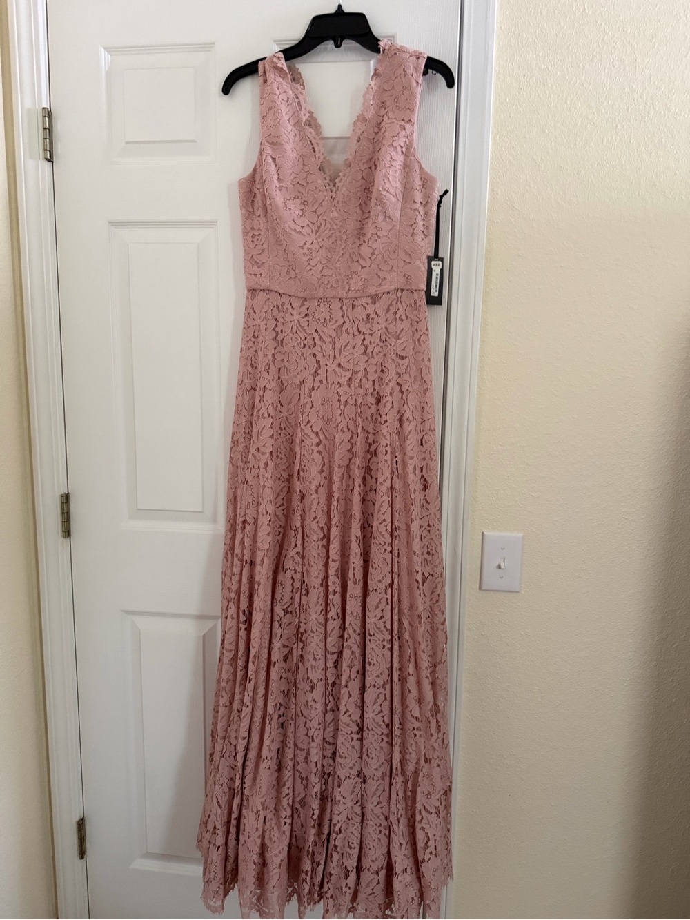Sleeveless V-Neck Lace Maxi Dress in Blush